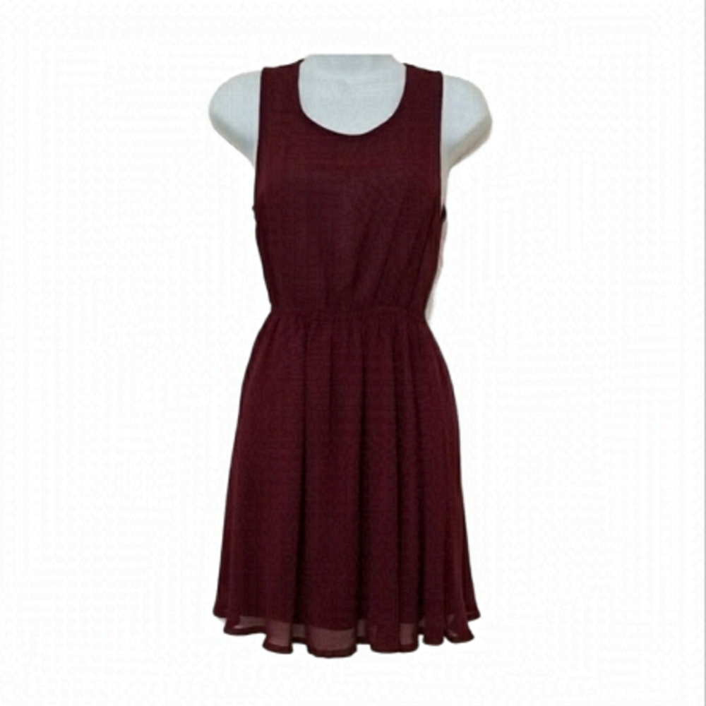Divided Burgundy Sleeveless Semi Sheer Size 4 Dress